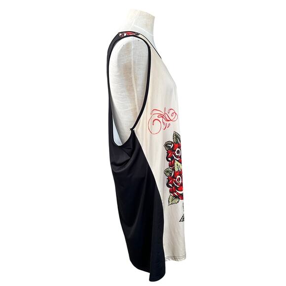 Halloween Day of Dead Sugar Skull Tank Top 5XL Plus Goth Cutout Back Graphic - Picture 9 of 10